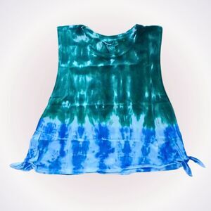 Forever 21 Green and Blue Tie-Dye Tank Top | Sz L
